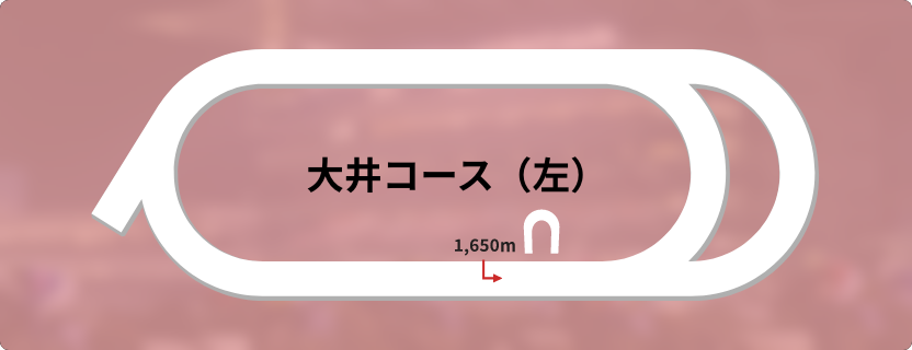 大井競馬場左回りコースレイアウト図 - 1650m唯一の左回りコース全体図を示した詳細レイアウト
